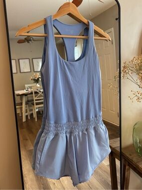 aerie light blue athletic romper with racerback